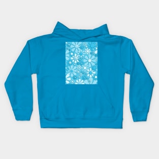 Retro Plastic Flowers Light Blue 60s 70s Floral Print Pattern Kids Hoodie